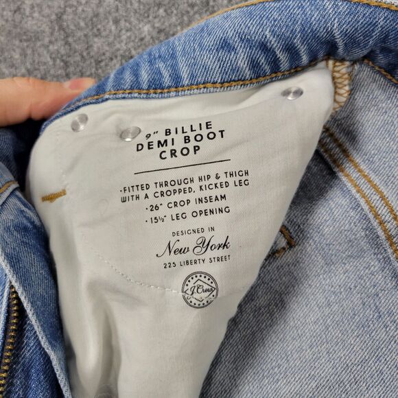 J CREW 9" Billie Demi Boot Crop Medium Wash Distressed Denim Blue Jeans SIZE 30 - Picture 8 of 15